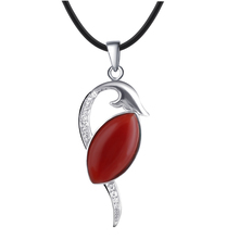 Природные агат кулон ожерелье стерлингового серебра 925 пробы женщина прекрасно элегантный камень ювелирные изделия девушка камень любовь подарок SYP0307R 2022 - купить недорого