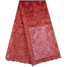 Latest Coral Orange Color African Lace Fabric 2019 High Quality French Tulle Lace Fabric Nigerian Lace Fabric With Sequins S1625 2024 - buy cheap