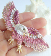 Unique Bird Eagle Brooch Pin Pendant Pink Rhinestone Crystal EE04717C6 2024 - buy cheap