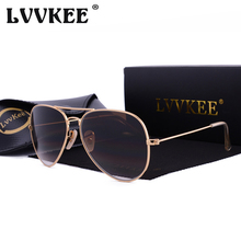 Quente lvvkee 2021 marca clássico gradiente condução óculos de sol homem/mulher 60mm lente de vidro temperado óculos de sol uv400 oculos com caso 2024 - compre barato