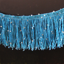 Lentejuelas Rojas/azules/doradas con flecos para decoración del hogar, accesorios de ropa de escenario con cuentas de encaje para Barba, ancho exquisito de 30cm/20cm, 2 m/lote, W510 2024 - compra barato