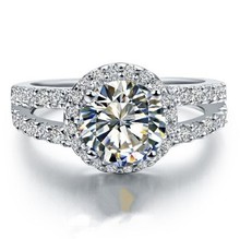2CT Genuine White Gold Round Halo Style Unfailing Diamond Women Engagement Ring Bonzer Design Lovely Anniversary Gift 2024 - buy cheap