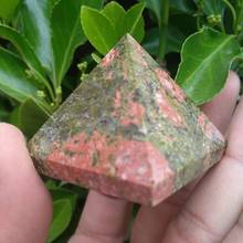 Reiki de cristal Unakite, pirámide de piedras preciosas, Chakra, equilibrador de energía, 4-4,5 cm 2024 - compra barato