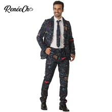 Crazy Suit Adult Costume Halloween Men`s Colorful Math Costume Suit Formula Blazer Cosplay For Men Carnival Costume Party 2024 - buy cheap