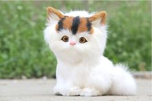 Lindo pequeño gato de simulación juguete de polietileno y pieles artesanía gato muñeca regalo alrededor de 15x15CM 2038 2024 - compra barato
