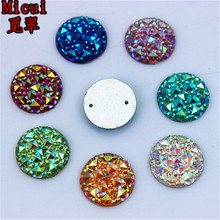 Micui 100PCS 16mm Sew on 2 Hole AB Color Resin Round flatback Stone Resin Rhinestone Crystal Stone For Wedding Decoration ZZ336 2024 - buy cheap