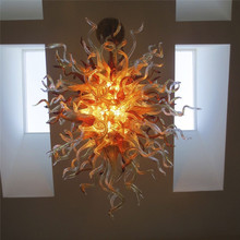 Handicraft Art Glass Chain Crystal Chandelier Golden Color Hanging Lamps LED Light 100% Handmade Blown Glass Chandelier 2024 - buy cheap