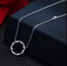 Colares redondos de strass femininos, colar de prata boêmio com pingente longo, joias para presente e colar 2024 - compre barato