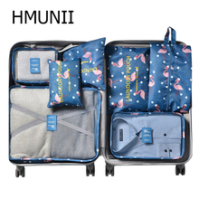 HMUNII-cubos de embalaje impermeables, organizador de equipaje de viaje, bolsas de almacenamiento para maletas, accesorios de viaje y ropa, 7 unids/set por juego 2024 - compra barato