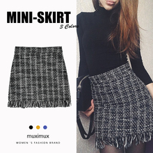 2018 Winter Women Tassel Skirts Series High Waist Female Autumn Casual Vintage Plaid Mini Short A-Line Skirt For Women 2024 - buy cheap
