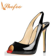 Black High Thin Heels Slingbacks Peep Toe Pumps Women Large Size 13 16 Ladies Fashion Sexy Pleater Platform Slip-on Shoes Shofoo 2024 - buy cheap