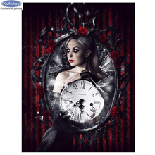 Clock woman diamond painting Cross Stitch,Needlework full Square diy 5d mosaic rhinestones painting Diamond Embroidery Icons 2024 - buy cheap