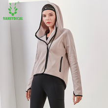 Vansydical-chaqueta deportiva de manga larga para mujer, Tops con capucha para correr, Yoga, gimnasio, entrenamiento a prueba de viento, ropa deportiva para Otoño e Invierno 2024 - compra barato