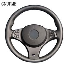 GNUPME DIY Black Steering Wheel Cover Hand-Stitched Artificial Leather Car Steering Wheel Cover for BMW E83 X3 2009 2010 2024 - buy cheap