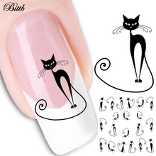 Bittb 2Pcs Black Cat Design Water Transfer Nail Art Sticker Decal Foil Adhesive French Manicure Tips Nail Decoration Makeup Tool 2024 - buy cheap