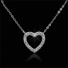 925 Sterling Silver Heart Pendant Necklace with Clear CZ Necklace Love Design for Women Fashion Jewelry 2024 - buy cheap