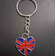 Enamels Heart - British flag Keychain-Fashion jewelry Tibetan silver charm pendant key chain ring DIY Fit Keychain D390 2024 - buy cheap