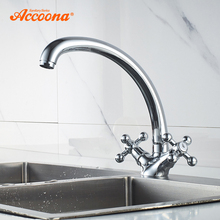 Accoona Kitchen Faucet Solid Brass Water Tap Kitchen Sink Faucets Dual Lever Hot and Cold Water Mixer Tap Crane A4071 2024 - buy cheap