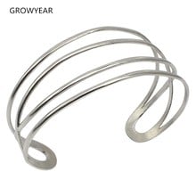 Silver Color Women Jewelry Stainless Steel Knitted Twisted Rattan Wire Lines Bangle Cuff 2024 - buy cheap