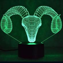 New Goat Head 3d Colorful Led Night Lamp Smart Home Usb Power Child Toy 3d Light Christmas decorations gift for baby room lights 2024 - buy cheap