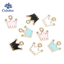 Hot Sale 30-36pcs 10x11mm Alloy Metal Crown Enamel Charms for Jewelry Making Drop Oil Pendant DIY Handmade Earring Necklace 2024 - buy cheap
