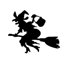 15.2cm*12.7cm Cartoon Interesting Witch On Broom Car Sticker Vinyl Decals Black/Silver S6-3975 2024 - buy cheap