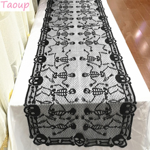 Taoup Black Lace Skull Table Cover Horror Party Decor for Halloween 2018 Accessories Halloween Table Cloth Disposable Tableware 2024 - buy cheap