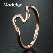 Modyle 2022 NEW Rose Gold Color Wave Ring Wedding Ring For Women Jewelry Accessories Engagement Ring Women Dress Party Gifts 2024 - buy cheap