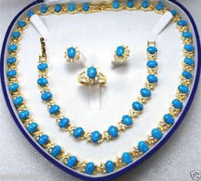 Jewelry 001178 Beautiful Turquoise necklace bracelet ring earring set 2024 - buy cheap
