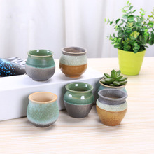 Vaso de cerâmica estilo esmalte bolha polegar vaso de flores mini suculentas pote de pocelain bonsai com buraco jardim doméstico 2024 - compre barato