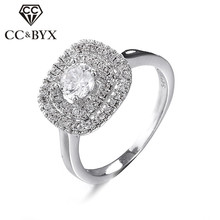 Vintage square engagement rings for women CZ luxury wedding rings White gold filled bague bijoux CC111 2024 - buy cheap