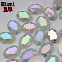 Micui 40PCS 13*18mm AB Jelly Oval Acrylic Rhinestones Flatback Stones For Clothes Dress Decorations Sew on 2 Hole MC19 2024 - buy cheap