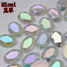 Micui 40 Uds 13*18mm AB jalea diamantes de imitación de acrílico ovalados Flatback piedras para ropa adornos para vestido coser 2 Agujero MC19 2024 - compra barato