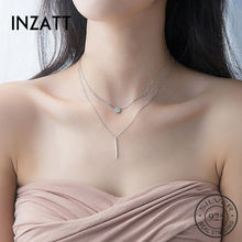 Ожерелье женское Двухслойное из серебра 925 пробы с геометрическим кулоном 2024 - купить недорого
