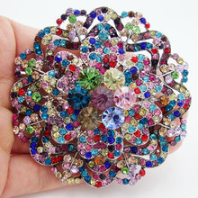 Fashion Style Multi-colored Flower Wreath Silver Plated Decorative Brooch Pin Rhinestone Crystal 2024 - buy cheap