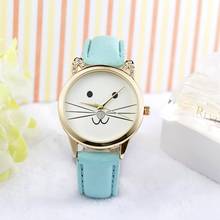Модные нейтральные кварцевые часы Timezone #301 Duobla с бриллиантами и милыми котами и лицом из искусственной кожи 2024 - купить недорого