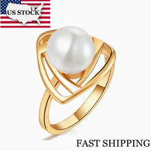 Anillo de perlas de imitación para mujer, joyería de Color oro de triángulo rosa, accesorios para mujer, 15% de descuento, J316, disponible en EE. UU. 2024 - compra barato