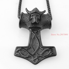 Colgante de martillo de Thor para hombre, collar Vintage de acero inoxidable 316L, con personalidad Popular, para regalo de Navidad 2024 - compra barato