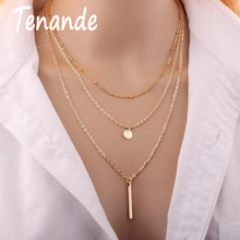 Tenande Simple Style Multi Layer Statement Charm Jewelry Small Sequins Stripe Necklaces & Pendants for Women Party Jewelry Gifts 2024 - buy cheap