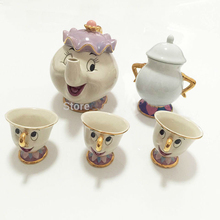 Cartoon Beauty And The Beast Teapot Mug Mrs Potts Chip Tea Pot Cup Set Cogsworth Porcelain Gift 18K Gold-plated Painted Enamel 2024 - buy cheap