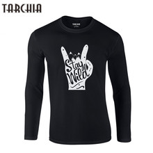 Мужская приталенная футболка TARCHIA, новые модные хлопковые топы с надписью «Stay Wied», Мужская футболка с длинным рукавом, забавная Осенняя рубашка с принтом, 2021 2024 - купить недорого