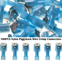 100PCS Nylon Wire Connectors Kit Humpback Spade Electrical Crimp Terminals Blue Insulated Waterproof Piggy Back Terminators 2024 - buy cheap