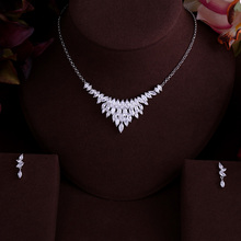 BEST QUALITY BRILLIANT CRYSTAL ZIRCON EARRINGS AND NECKLACE BRIDAL JEWELRY SET WEDDING DRESS ACCESSARIES 2024 - buy cheap