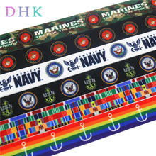 DHK 7/8'' Free Shipping US NAVY Marines Anchor Label Printed Grosgrain Ribbon Accessory Material  Headwear Decoration 22mm S787 2024 - buy cheap