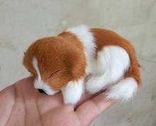 10x7cm yellow &white prone dog hard model,polyethylene&real furs handicraft Figurines&Miniatures home decoration toy gift a2839 2024 - buy cheap