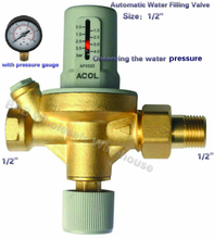 Автоматический клапан для наполнения водой 1/2 дюйма, контроль давления воды, наполнительный клапан с манометром, редукционный клапан 2024 - купить недорого