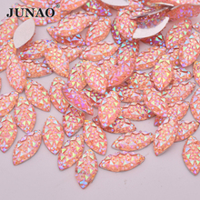 JUNAO 100pcs 7*15mm Pink AB Horse Eye Rhinestones Resin Crystal Applique Flatback Stones Glue On Scrapbook Strass for DIY Crafts 2024 - buy cheap