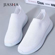 Women shoes 2022 new knitted slip on flat shoes woman tenis feminino casual mesh walking footwear sneakers women vulcanize shoes 2024 - buy cheap