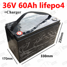GTK waterproof 36V 60AH Lifepo4 battery with BMS for 2000w 1500W scooter bike Tricycle Solar backup power golf cart +10A charger 2024 - buy cheap