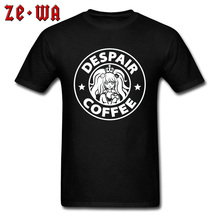 Anime T-shirt 2019 Men Tshirt Despair Coffee Danganronpa Zero Tops & Tees Black White Cotton T Shirts Japanese Horror Comics 2024 - buy cheap